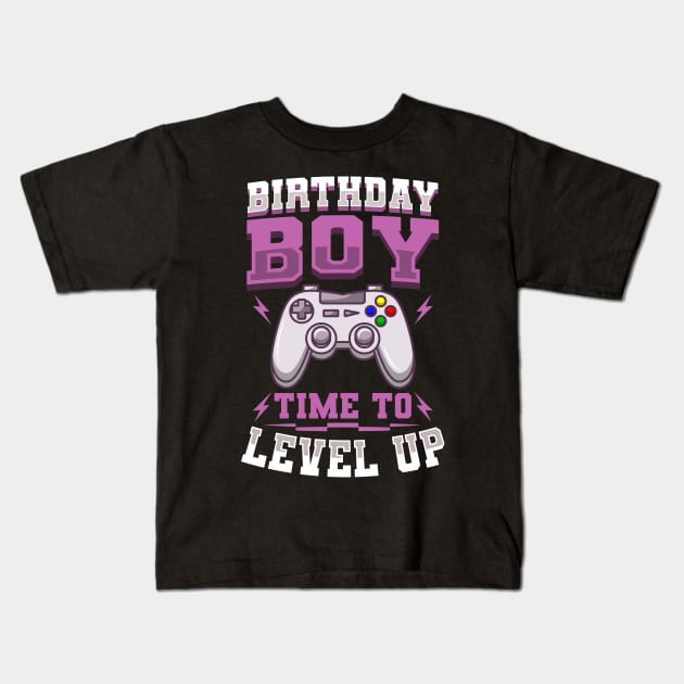 Birthday Boy Time To Level Up Gift Kids T-Shirt by Delightful Designs